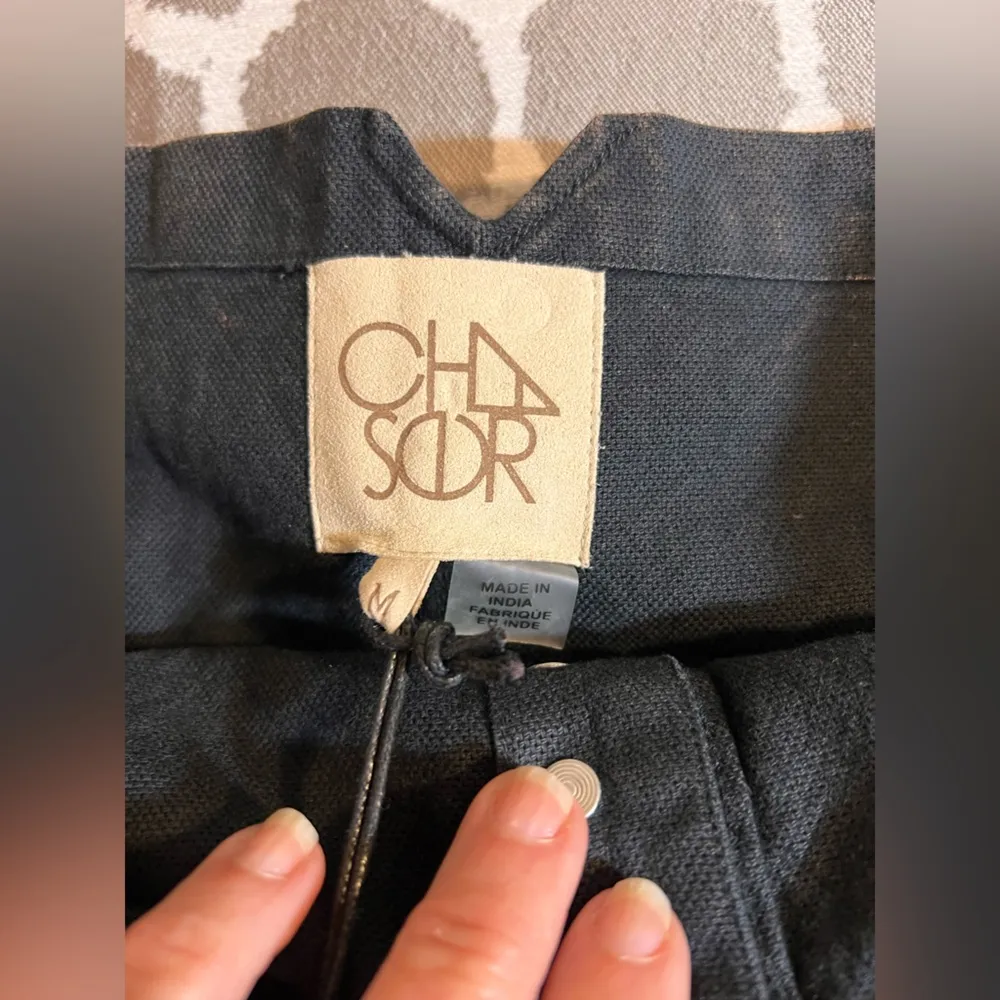 Chaser NWT Black Vintage Washed Denim Mini Skirt frayed hem button front casual - Image 3