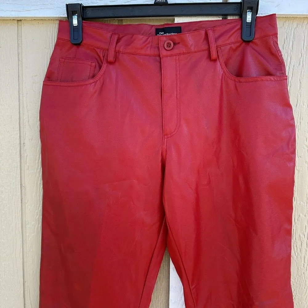 Vintage Y2K No Boundaries Red Faux Leather PVC Bootcut Pants Junior’s Size 13 - Image 3