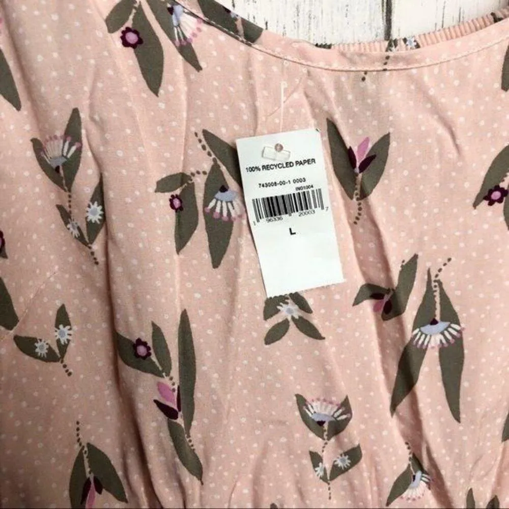 Gap Women's Pink Floral Strap Dress Sz L - Image 9
