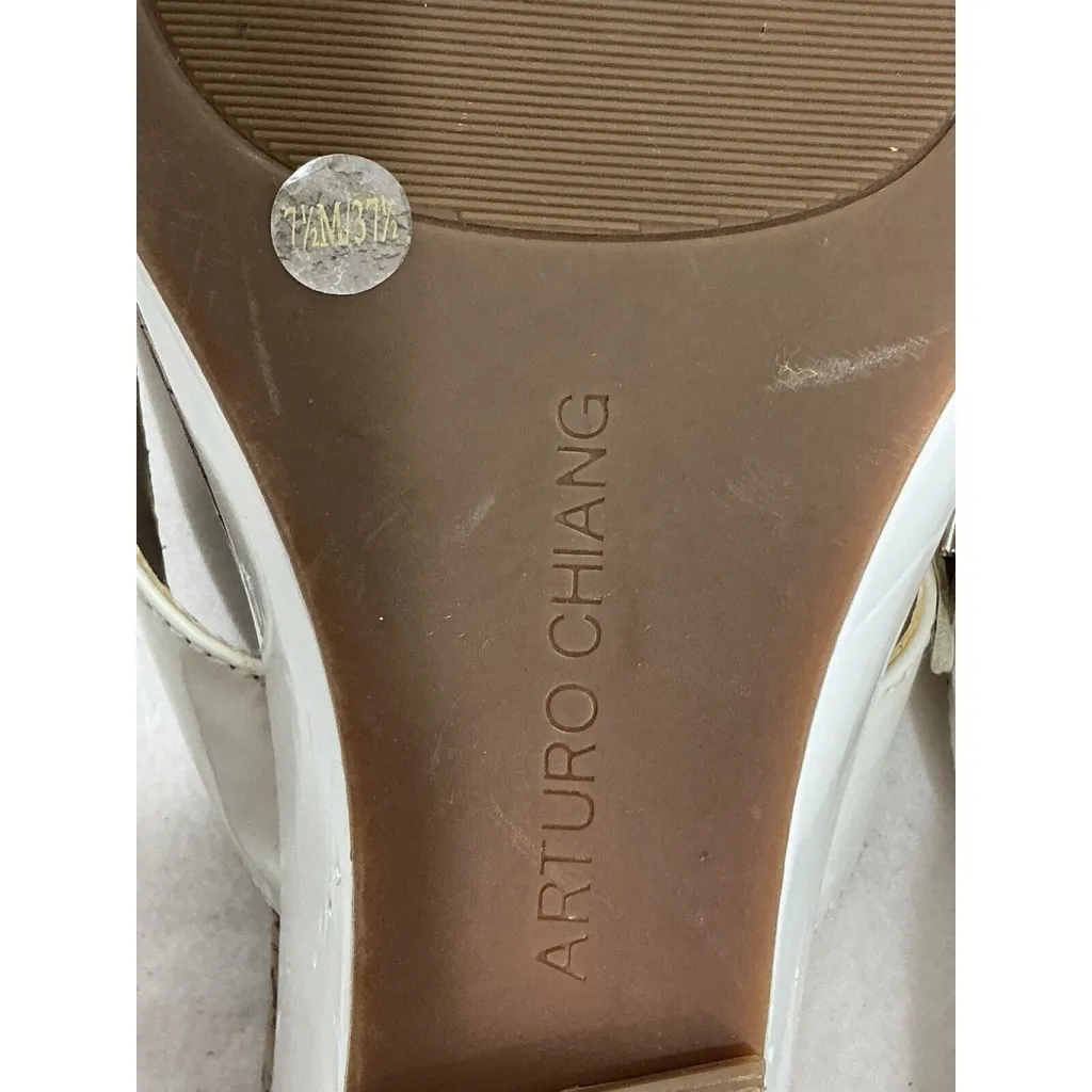 Chiang Noel Ivory Patten Leather Slip On Thong Wedge Sandals 7.5 M - Image 9