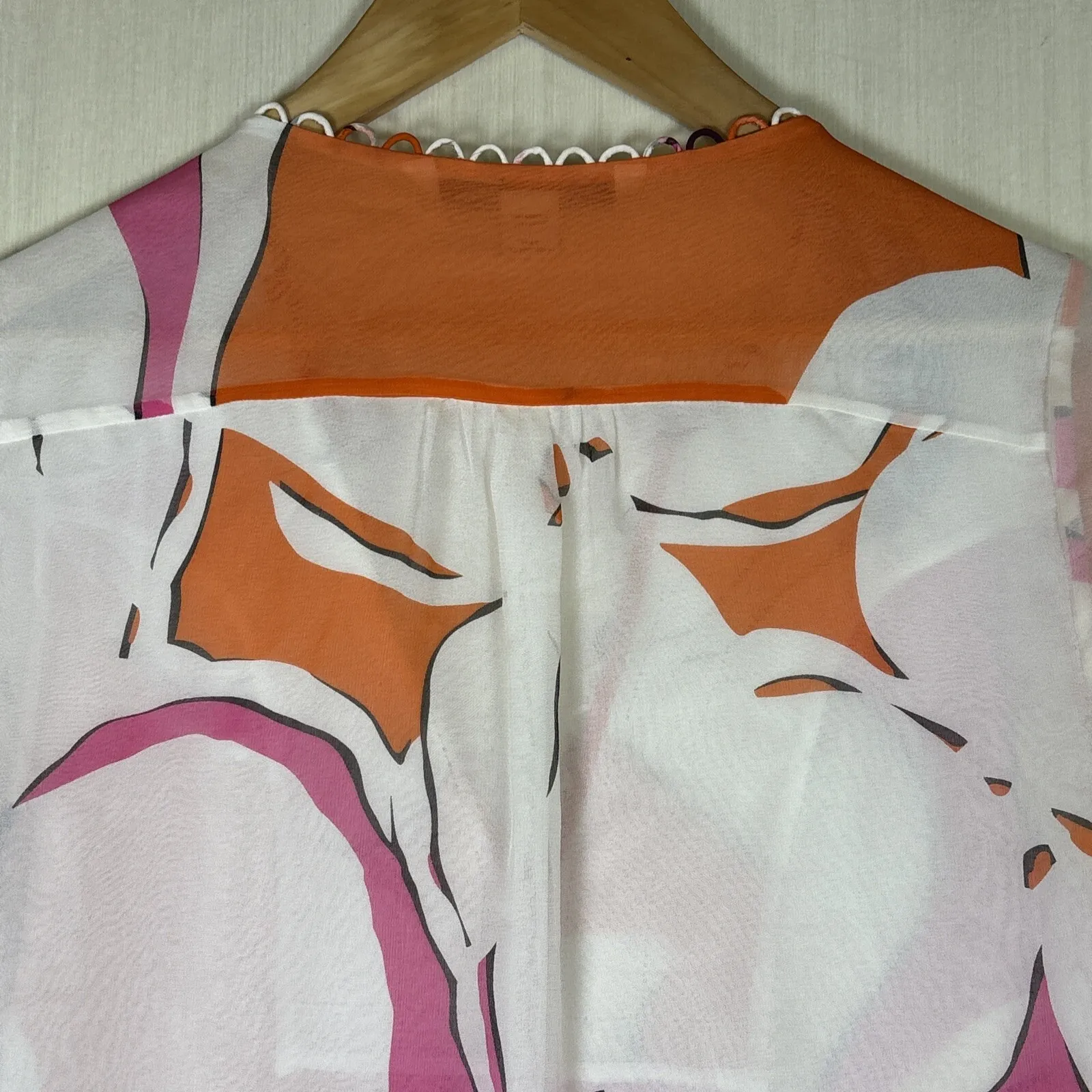 Diane Von Furstenberg Womens Shirt Blouse Sz 6 Silk Floral Sheer 3/4 Sleeves - Image 11