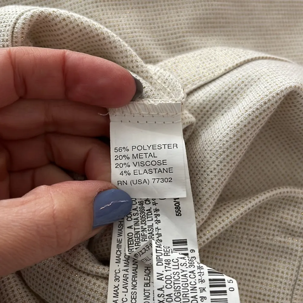 ZARA BASIC Dolman Sleeves Top Ivory/Gold - Image 4