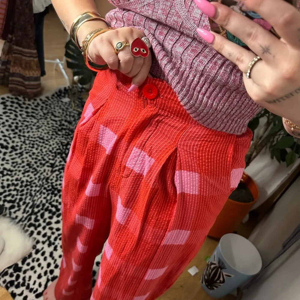 Anthropologie x Porridge Preppy Plaid Wide-Leg Pants Red Size XS NWT - Image 5