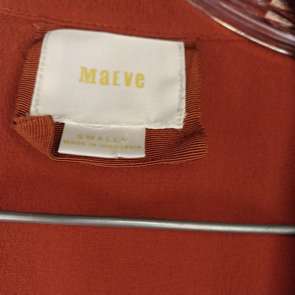 Maeve Anthropologie Rust V-Neck Faux Wrap Dress - Image 7