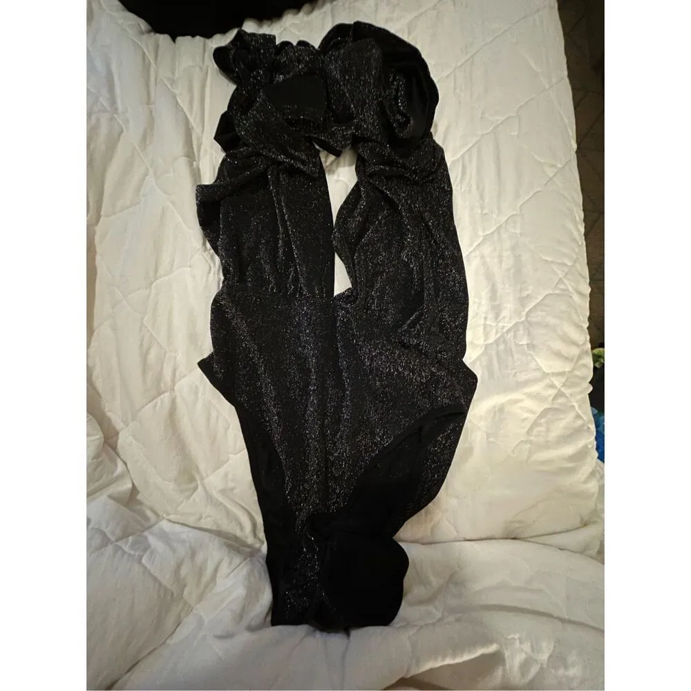 NEW Verdusa Sleeveless Sexy Deep V Neck Cross Back Bodysuit XL Black - Image 3