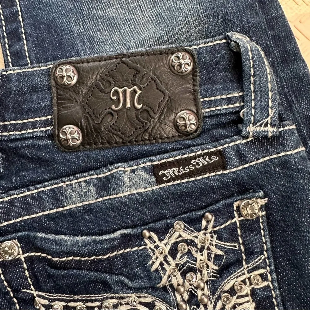 Denim Embroidered Back Pocket Wings Skinny Jeans Bradbury Low Rise 28 - Image 8