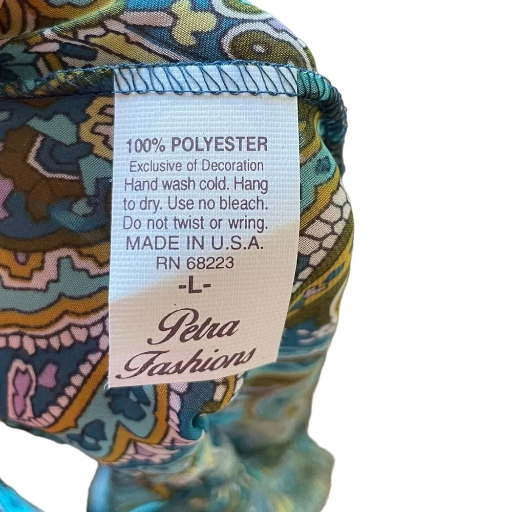 Petra Fashions Vintage 90s Green Earthy Hippie Boho Eclectic Paisley Slip Dress - Image 6