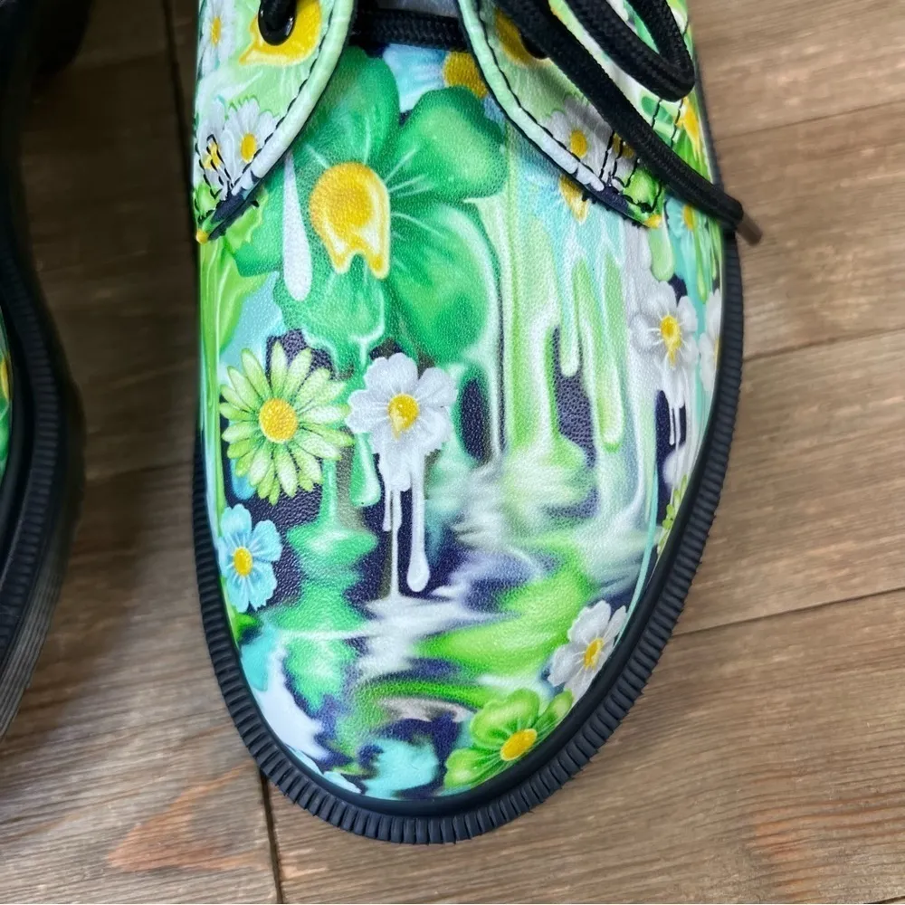 Dr. Martens 1461 Oxford Green Slime Floral Paint Slick Shoes - Image 9