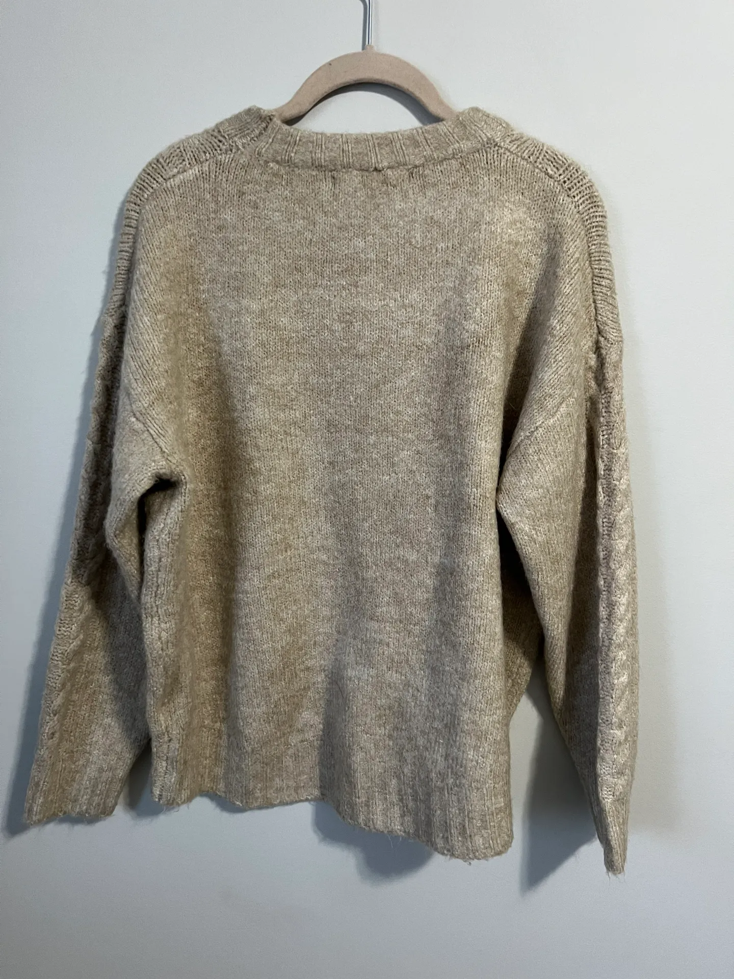 Cozy Oatmeal Sweater Tan Size M - Image 2