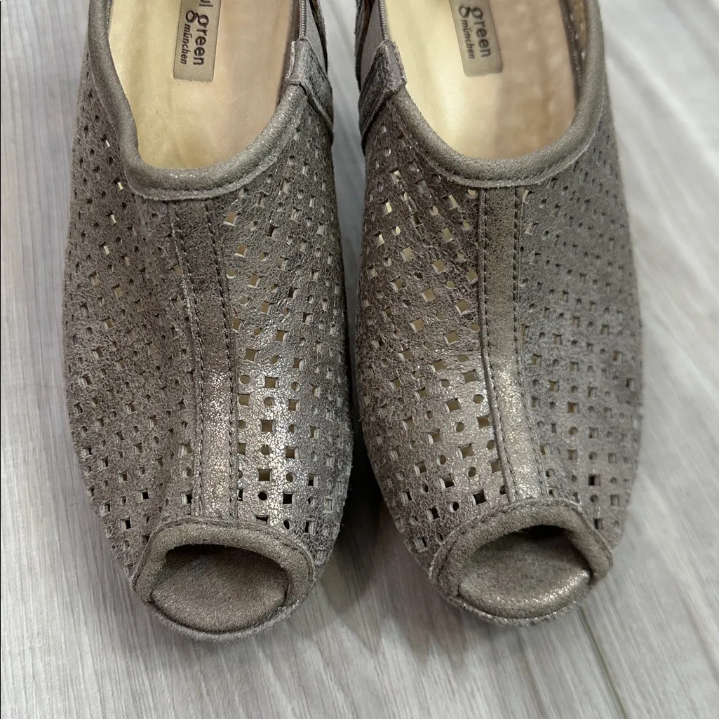 Paul Green leather perforated open toe stiletto shoes size 6.5 - Image 3