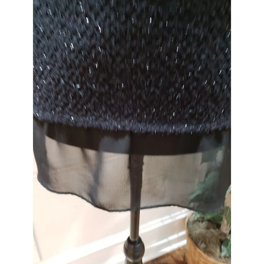 Sunny Leigh Women's Black 100% Nylon Round Neck Short Sleeve Sweater Size Large - Image 6