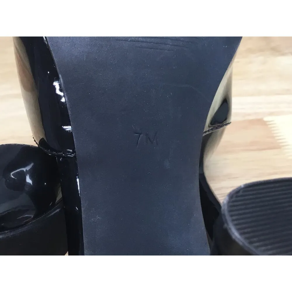 Steve Madden Elated Womens 7M Black Patent Leather Square Toe Cone Slide Sandals - Image 6