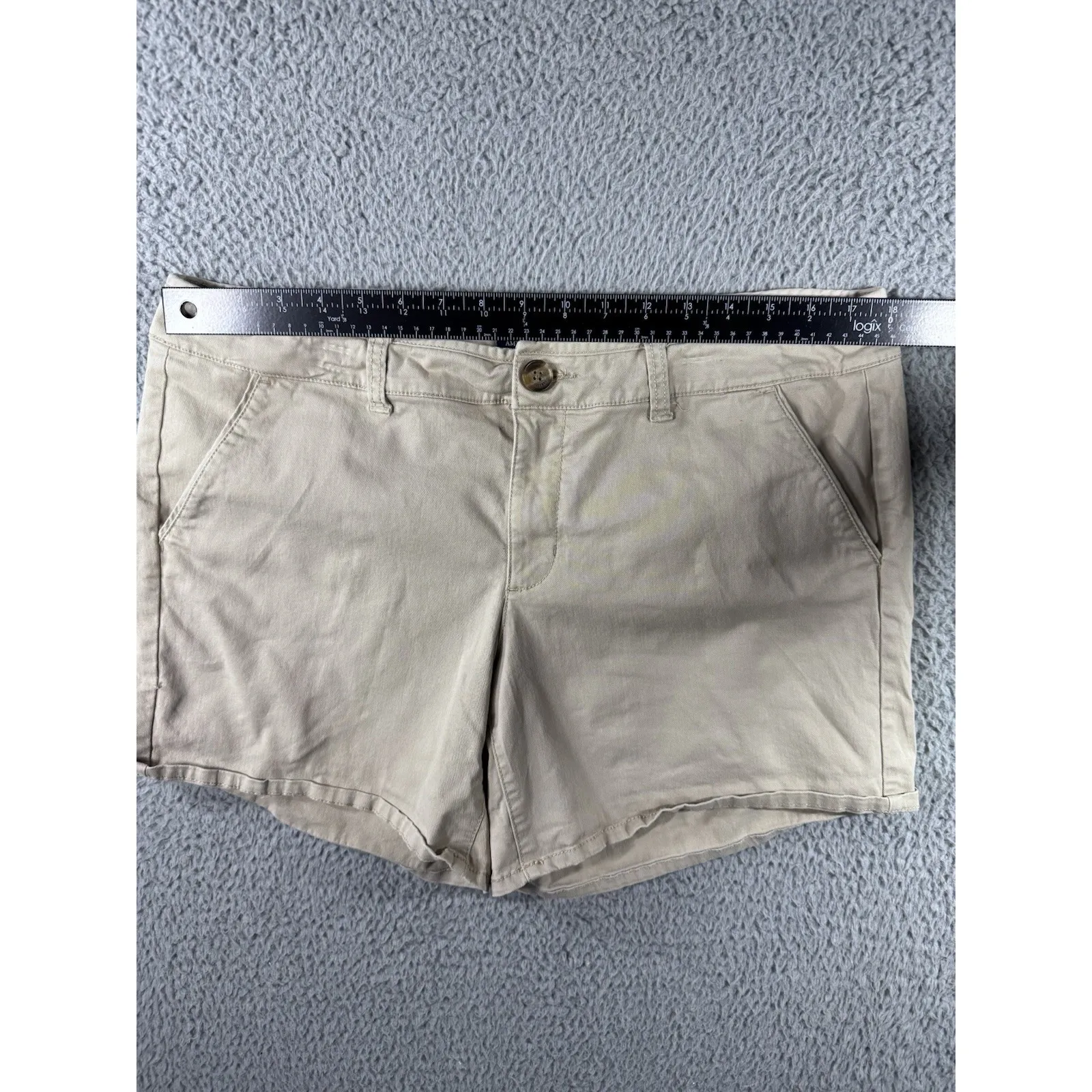 American Eagle Shorts Women‎ 14 Tan Khaki Stretch Midi Casual Academia Walking - Image 4