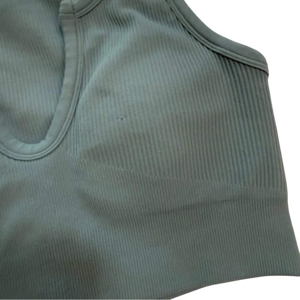 Turquoise Ribbed Sporty Bra Top - Image 2