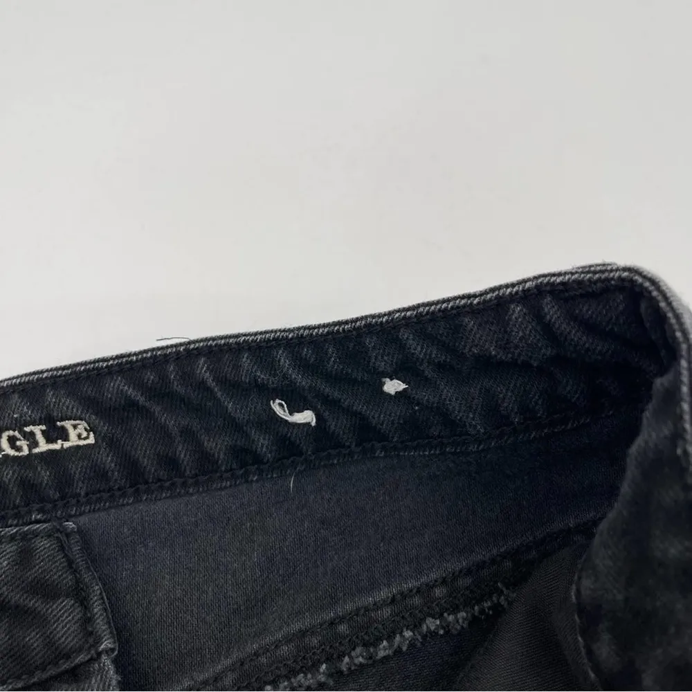 AMERICAN EAGLE Skirt Black Denim Jean Skirt Button Down Fly Mini Short Size 6 - Image 8