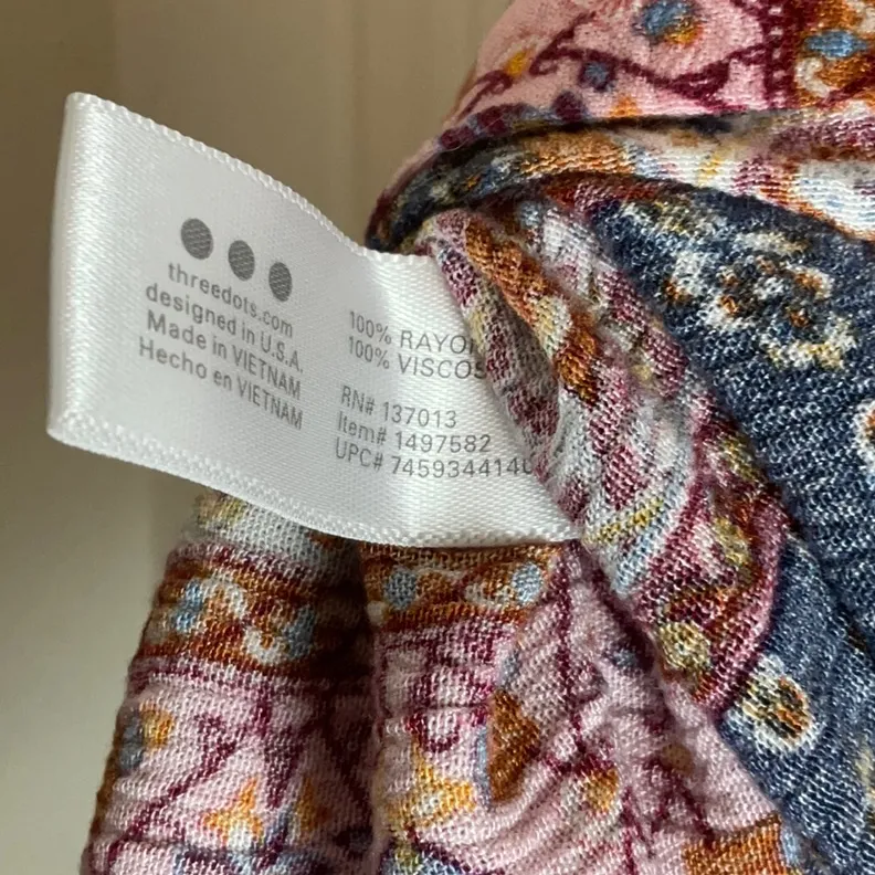 Three Dots WOMENS  PRINTED WIDE LEG PULL ON PANT size Large - Image 9