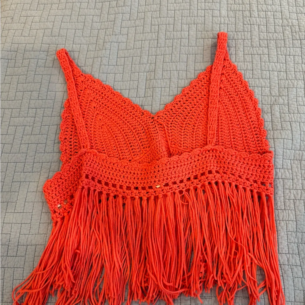 POL Orange Red Embellished Crop Camisole - Image 4