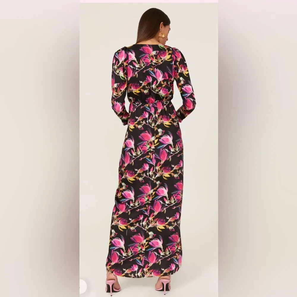 Delfi Collective Lindsey maxi floral gown dress long sleeve S Black - Image 2