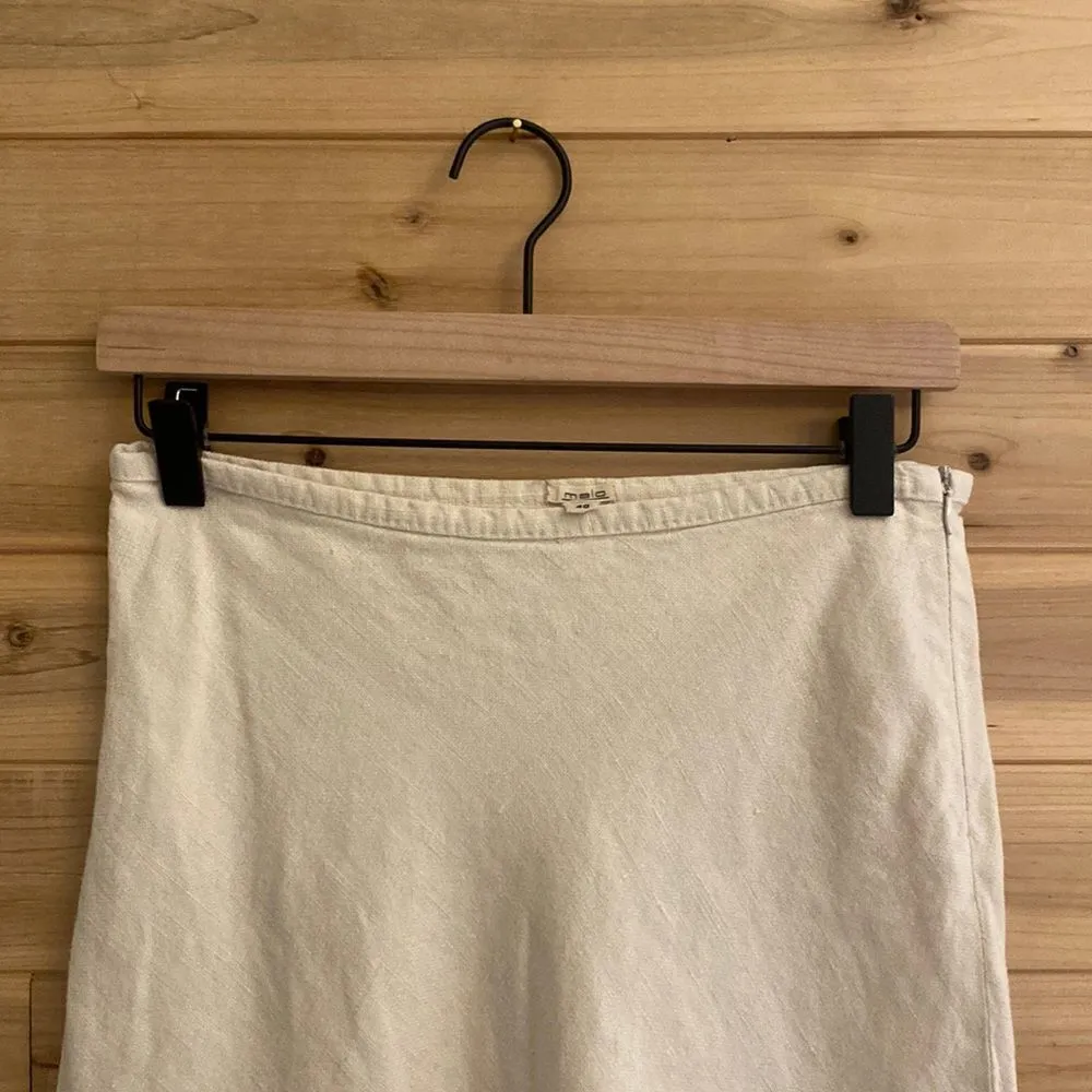 Malo Size 40 (6) Linen Skirt Cream Colored A Line Knee Length Made In Italy - Image 2