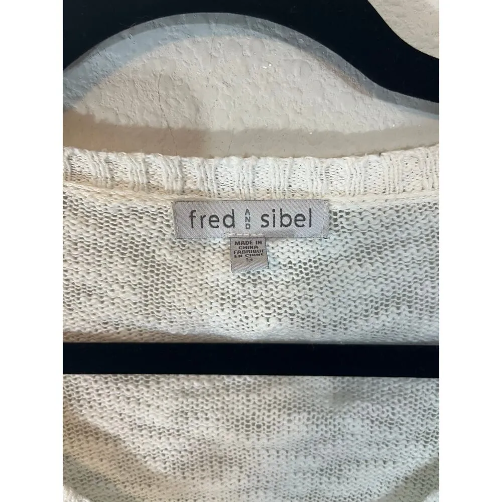 Anthropologie Fred and Sible white knit cotton batwing sweater size S - Image 2