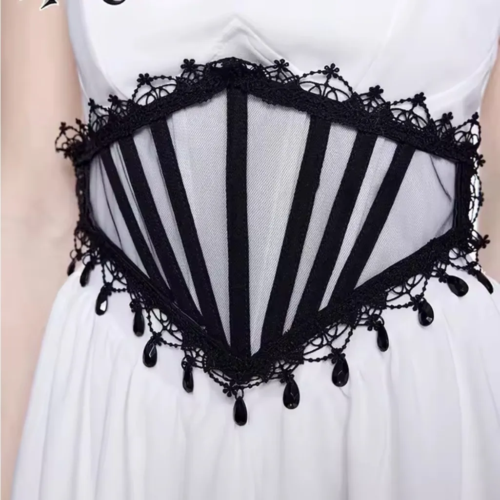 Hershine Black Gothic Lace Corset Belt - Image 5