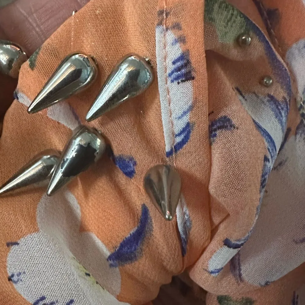 Urban Outfitters Reverse Sheer Floral Studded Peekaboo Longline Open Kimono S - Image 12