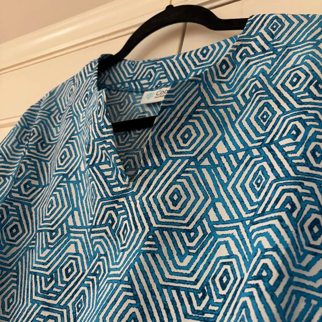 Coolibar Oceanside Tunic Dress Size Small UPF +50 Sun Protection Vacation Resort Blue - Image 4