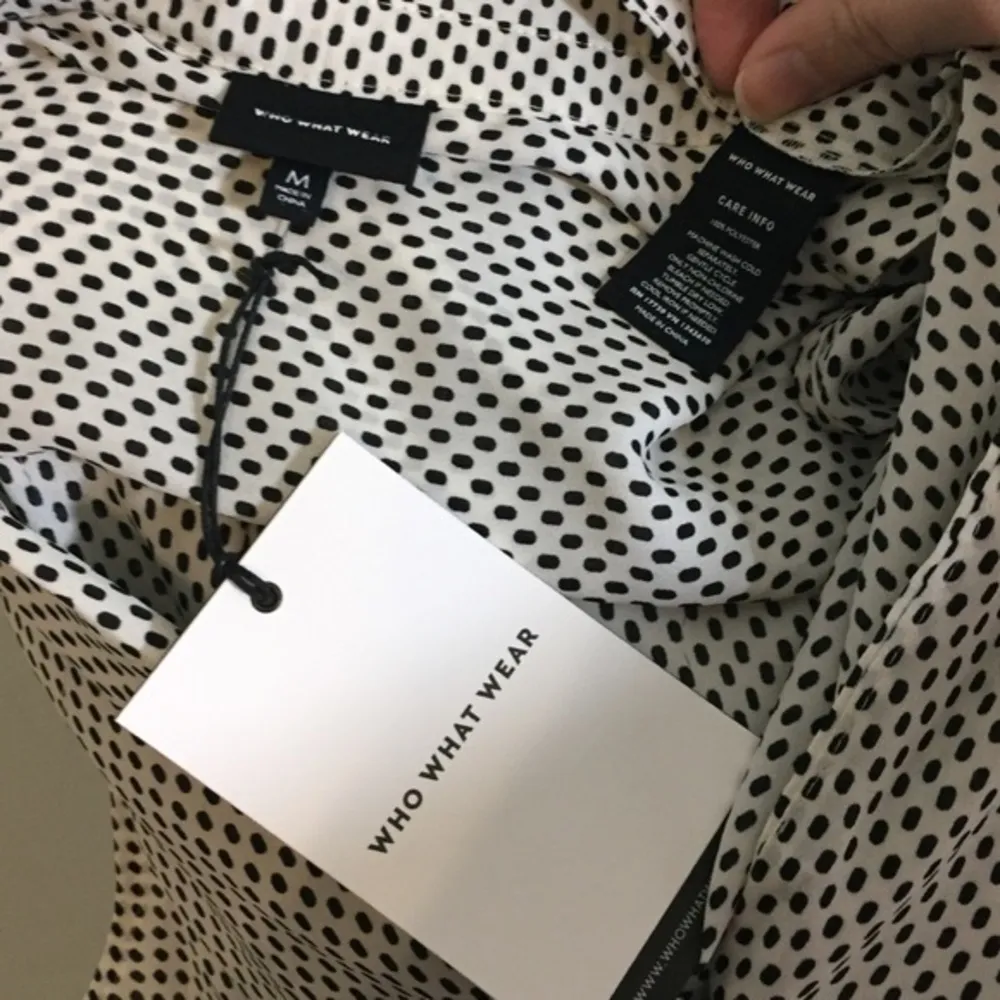 NWT Black White Oval Dot Button Up Collared Blouse - Image 4