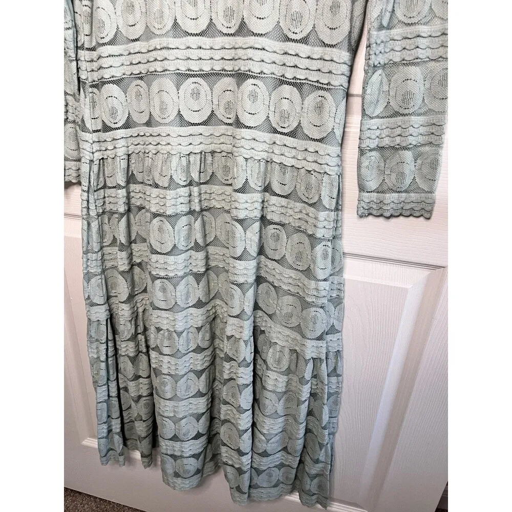 Sundance Willow Lace Midi Dress Pastel Aqua Green Long Sleeves Sz Petite Large - Image 5