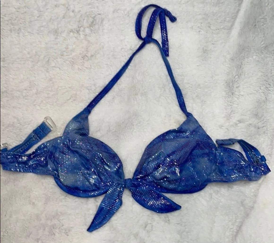 Studio Vintage Bikini Top Shimmer Blue tie - Image 9