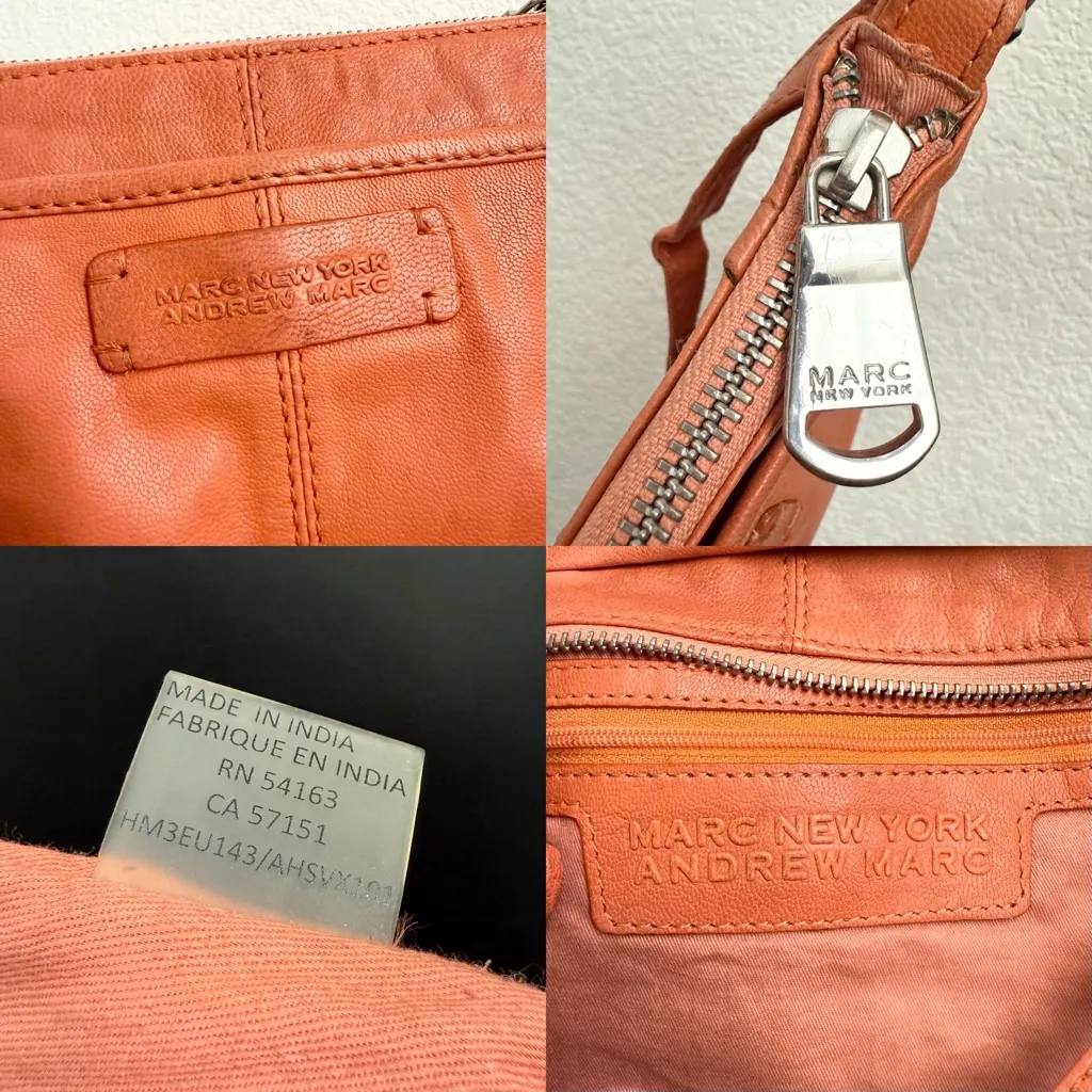 MARC New York ANDREW MARC Orange Leather Studded Woven Crossbody Bag - Image 15