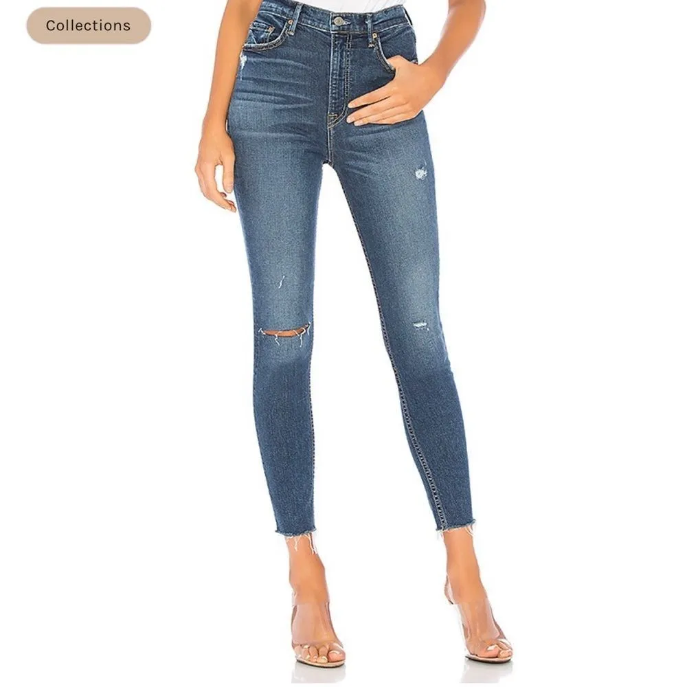 GRLFRND Kendall‎ distressed raw hem high rise jeans - Image 4