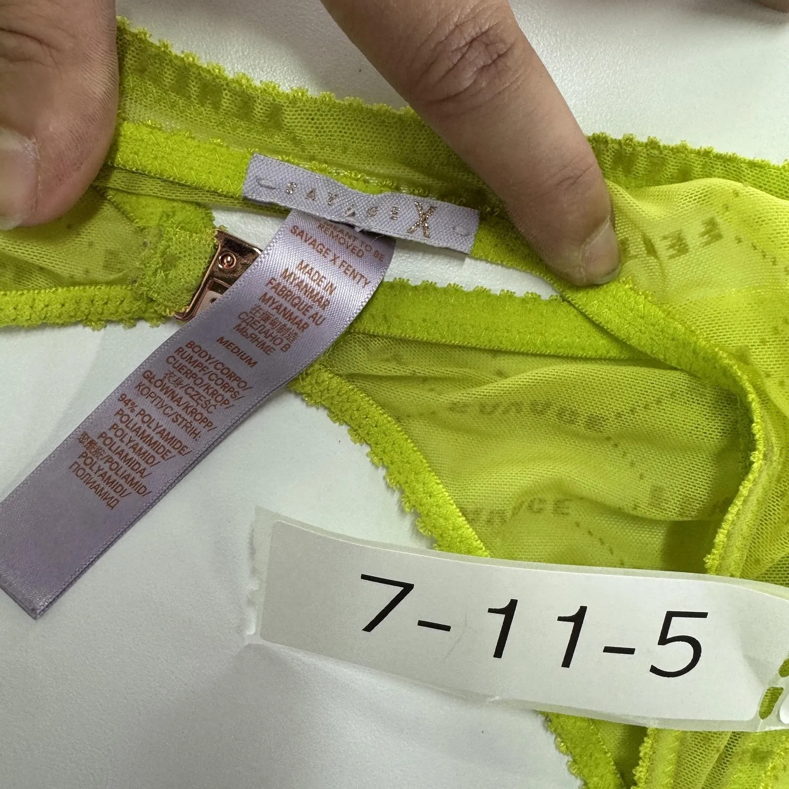 Savage X Fenty Bralette Womens Medium Lime Green Sheer Mesh Triangle Wireless - Image 4