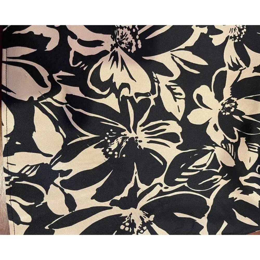 Ann Taylor Silk Lined Floral Print Mini‎ A Line Skirt Size 6 Dark Brown Beige - Image 7