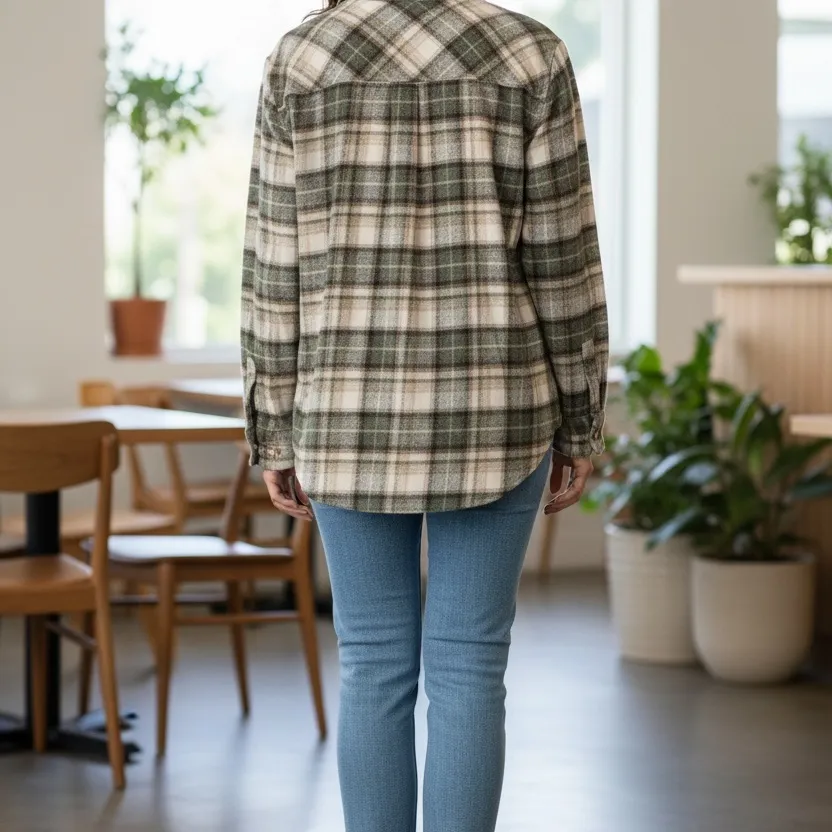 NWT Weatherproof Classic-Fit Long-Sleeve Lightweight Plaid Flannel Green Small - Image 2