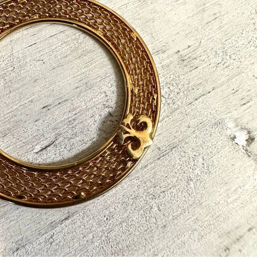 Gold tone fleur de lis round statement earrings - Image 7