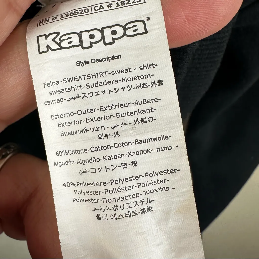 Kappa Sweatshirt Womens Large Black Logo Cropped Long Sleeve Streetwear Top - Image 7