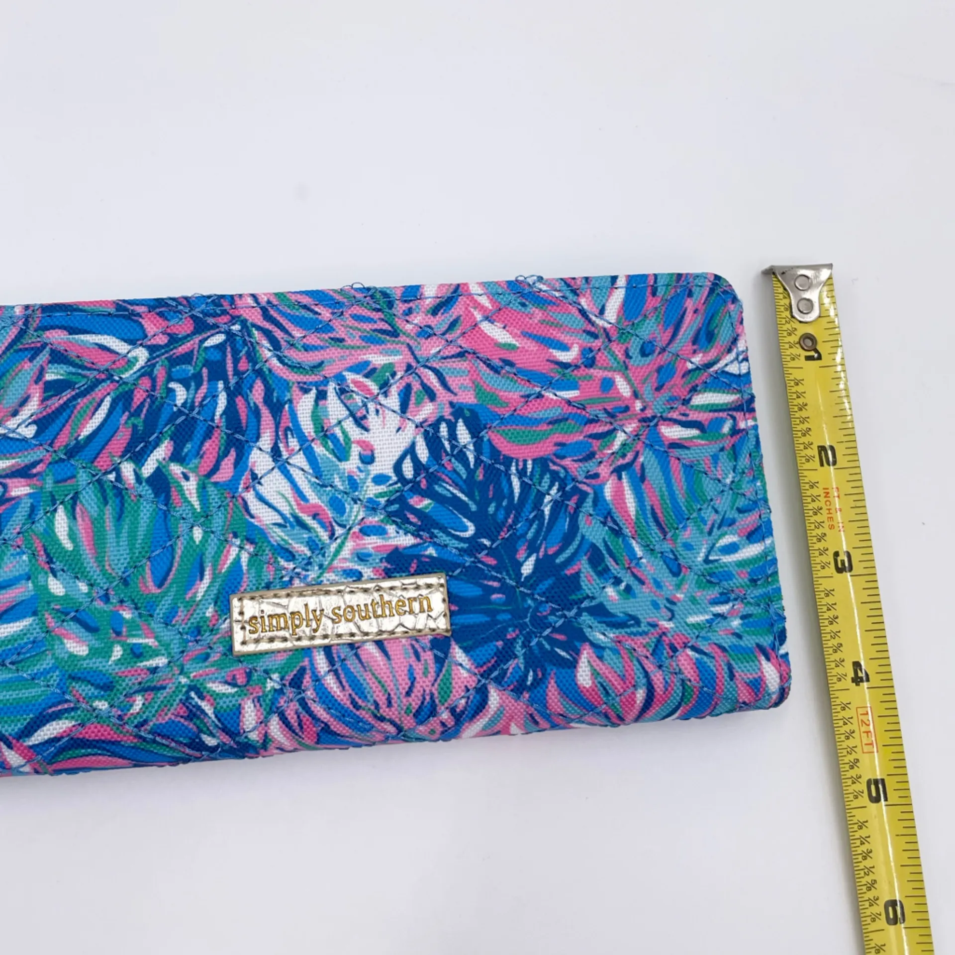 Simply Southern Zip Around Wristlet Wallet Tropical Reef Blue Pink Quilted - Image 7