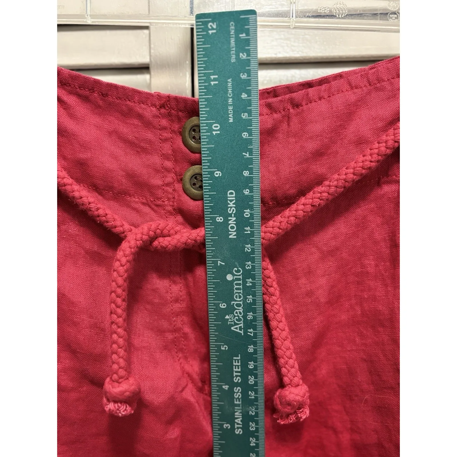 Autograph NY Red Linen Short Size 12 Zip/Button Rope Tie Mid Rise Cuffed - Image 2