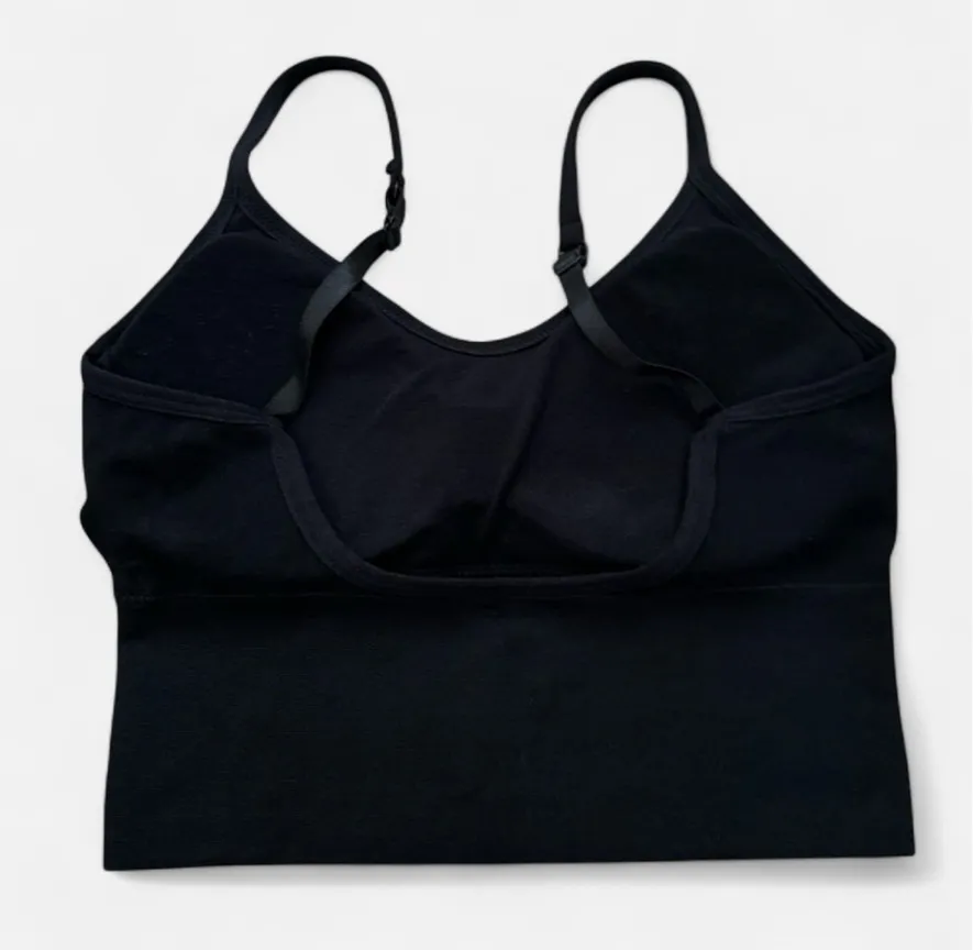 Black Minimalist Sports Bra with Adjustable Straps - Image 4