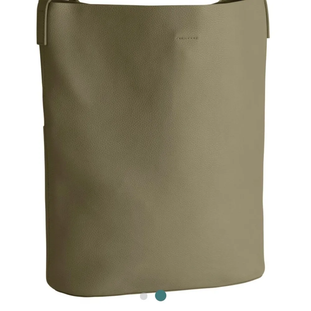 World Market Olive Green Faux Leather Minimalist Hobo Tote Bag - Image 4