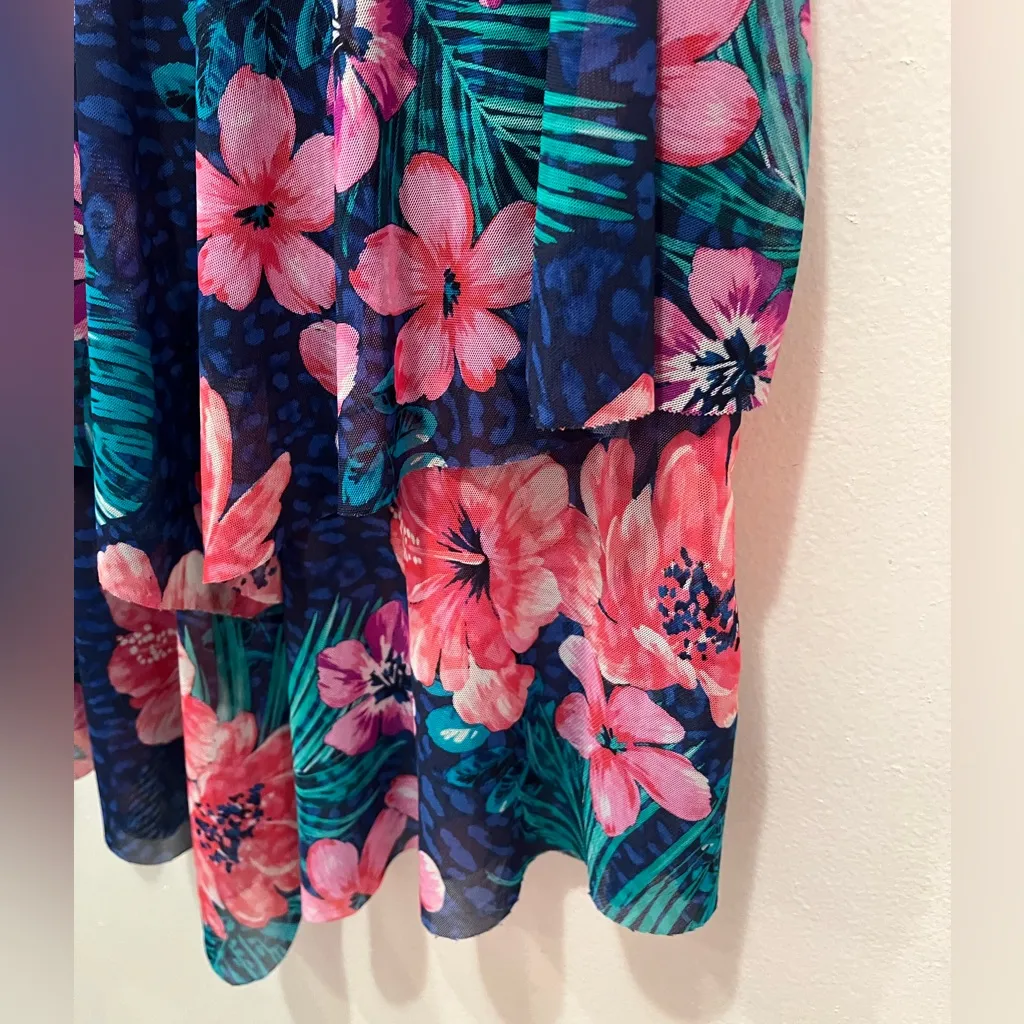 Floral Blue and Pink Women's Flounce 2 layered Hi - Image 3