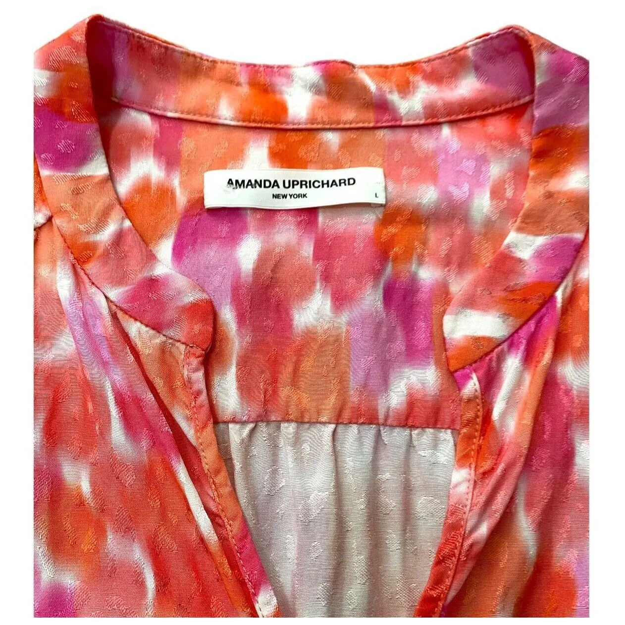 Amanda Uprichard Everyday Top in Rosato Print Pink Orange Spring Blouse Size‎ L - Image 3