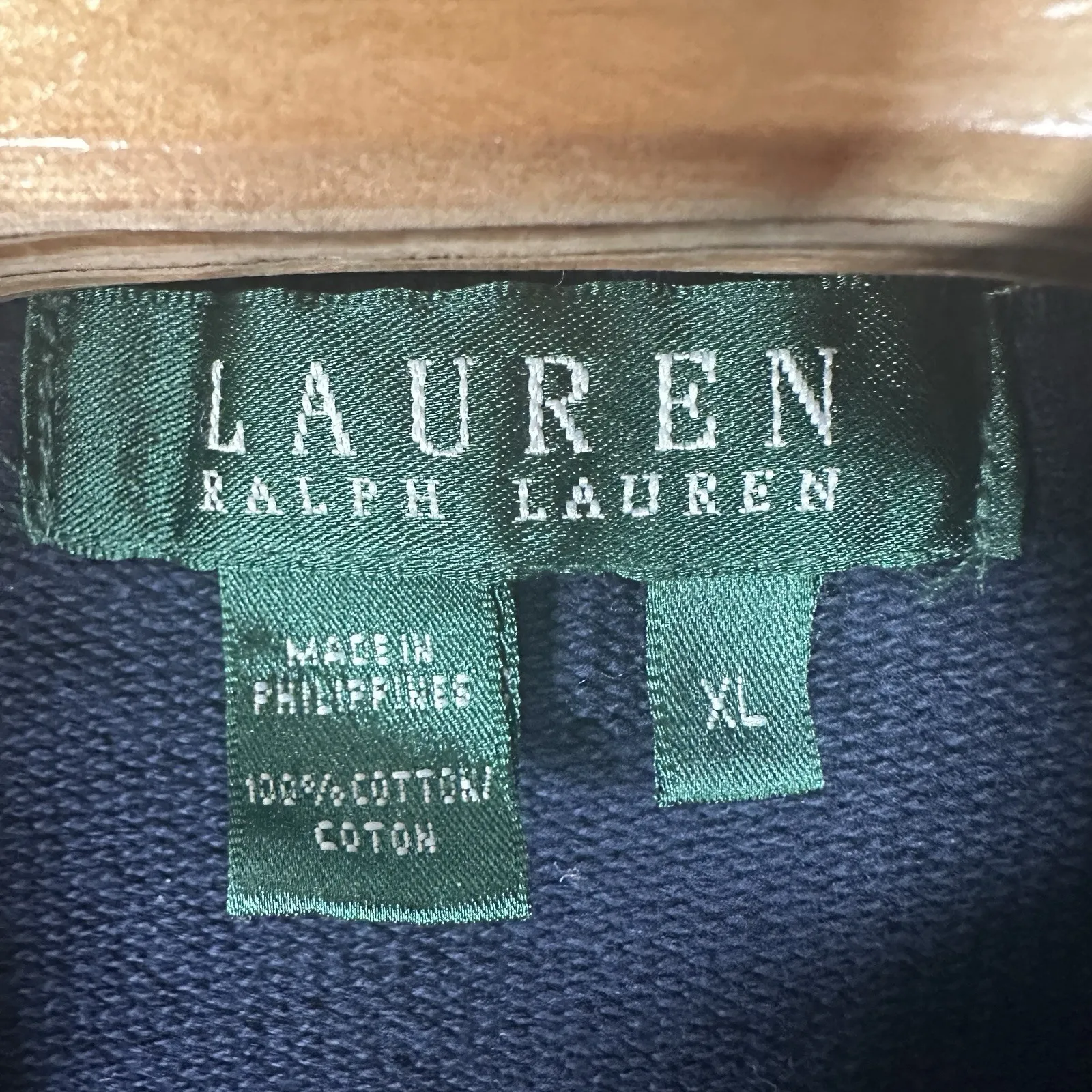 Lauren Ralph Lauren Cardigan Sweatshirt Womens XL Navy Blue Silver Snap Front - Image 6