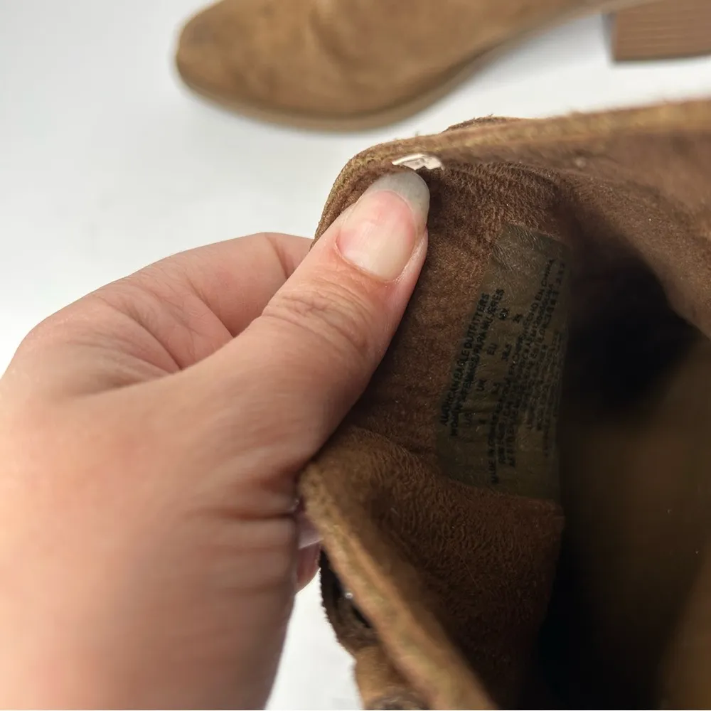 American Eagle leather tan Suede Mules 8 western design - Image 9