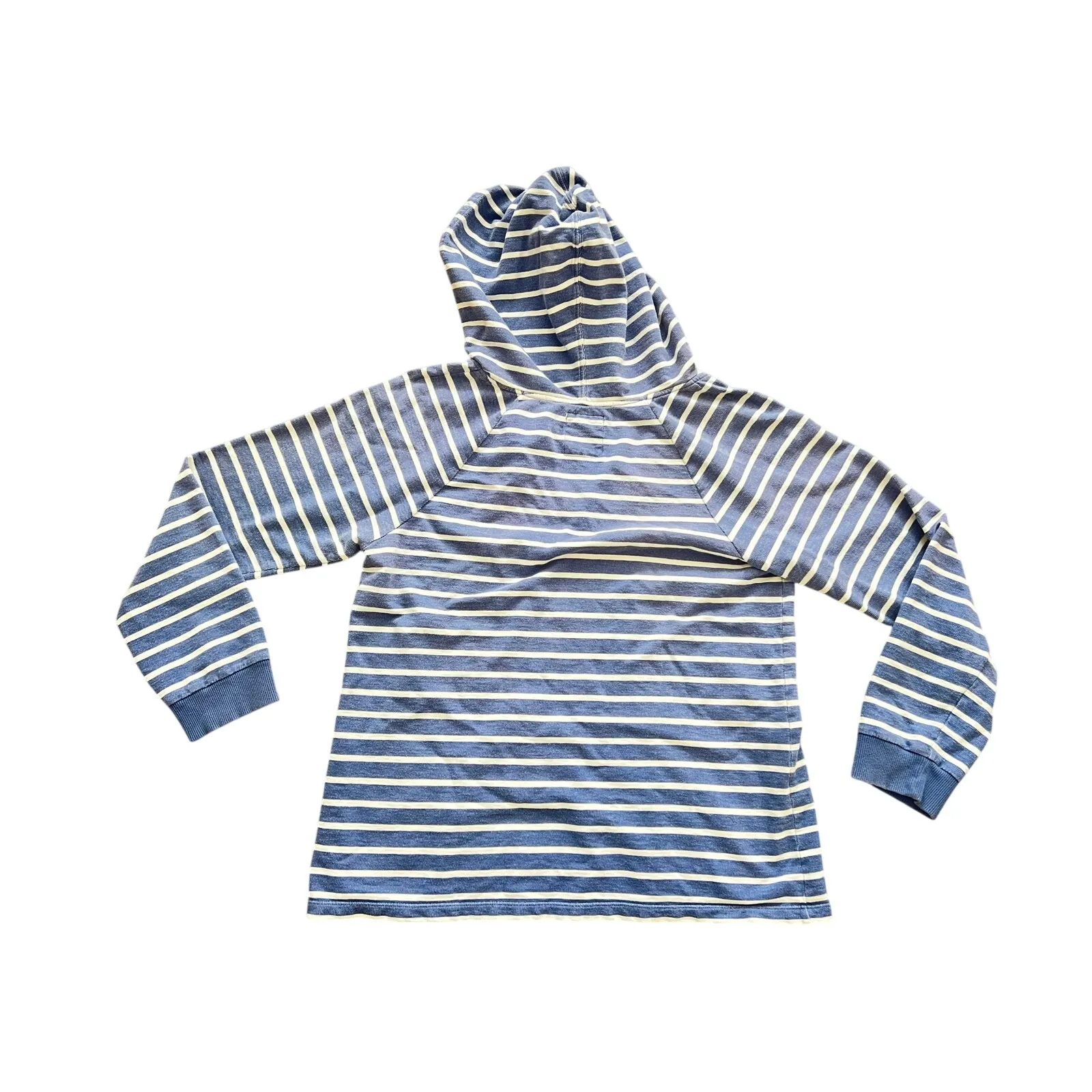 Anthropologie Allihop Blue Stripe Nautical Hoodie Hooded Sweatshirt Large Terry - Image 3
