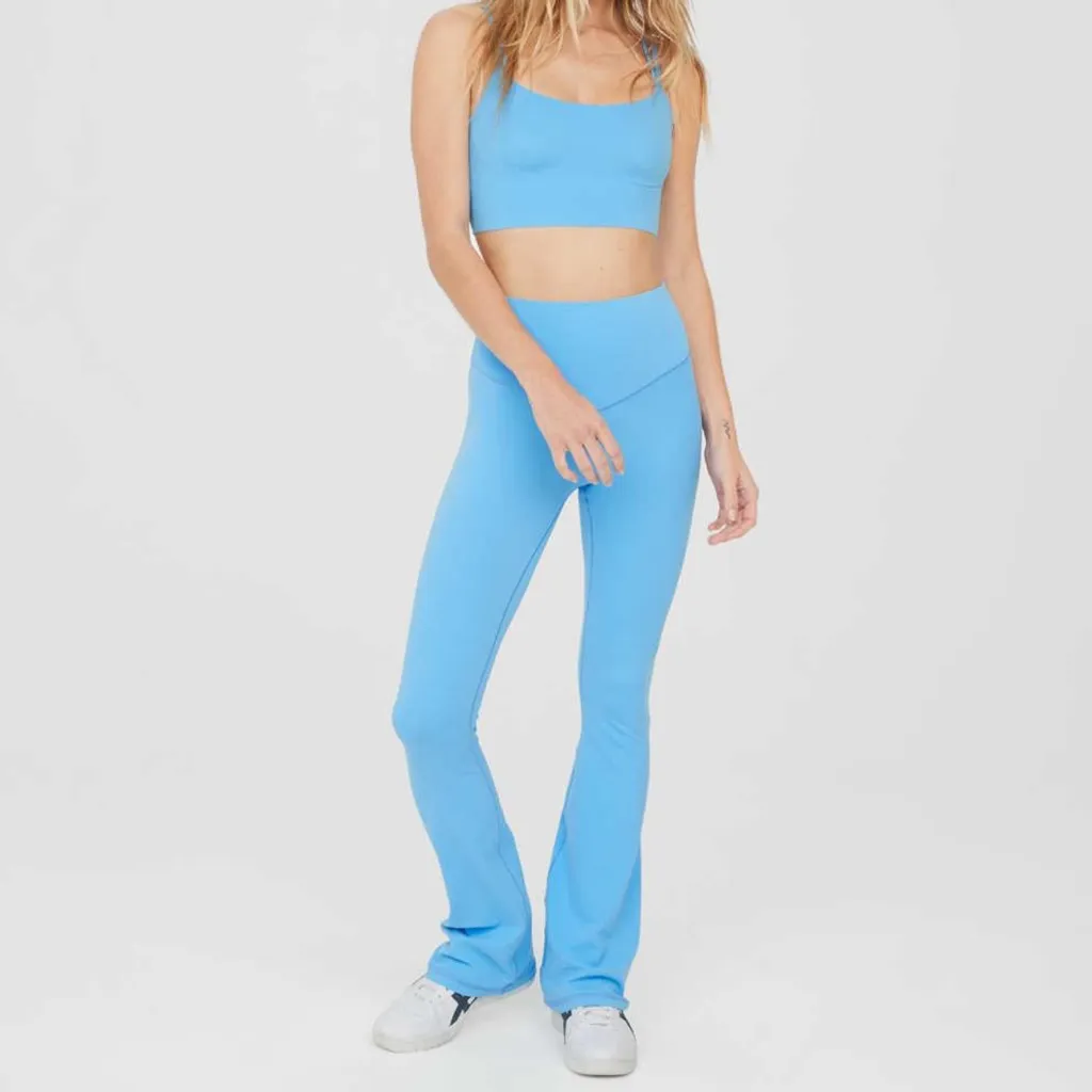 Offline Real Me by Aerie Xtra Flare Hi-Rise Bootcut Leggings in Blue Vinyl - Image 2