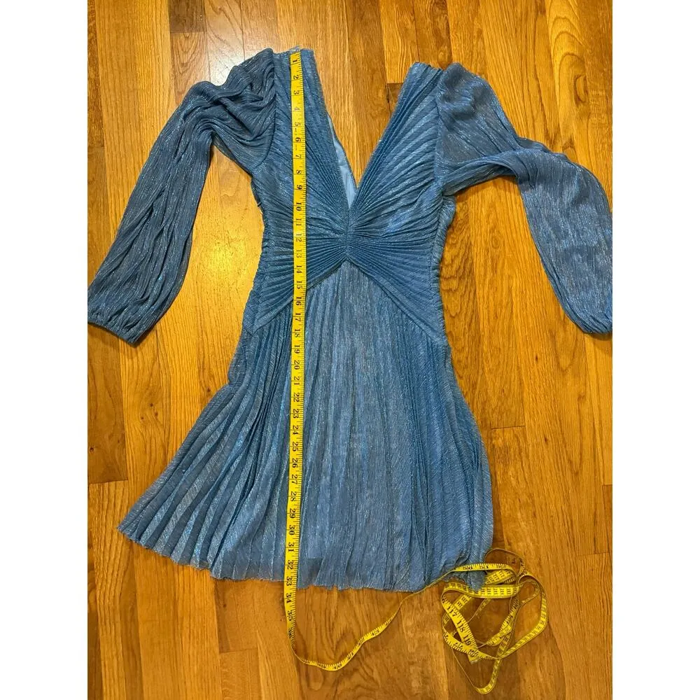Ever New Melbourne Women’s 4 Madison Pleated Plisse Blue Sparkle Mini Dress - Image 4