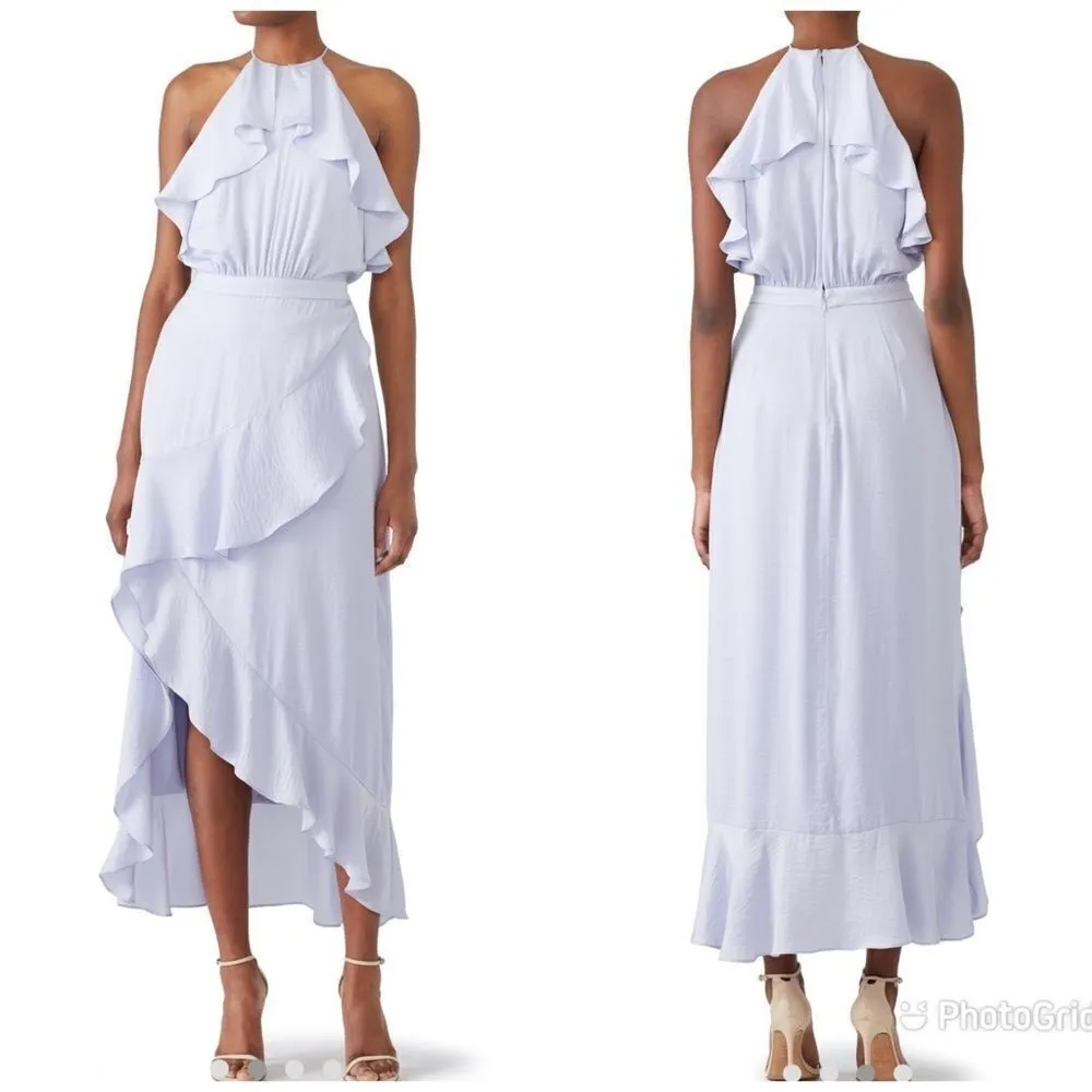 THE JETSET‎ DIARIES Purple Satin Midi Skirt Draped Ruffle Thigh Slit Large New - Image 17