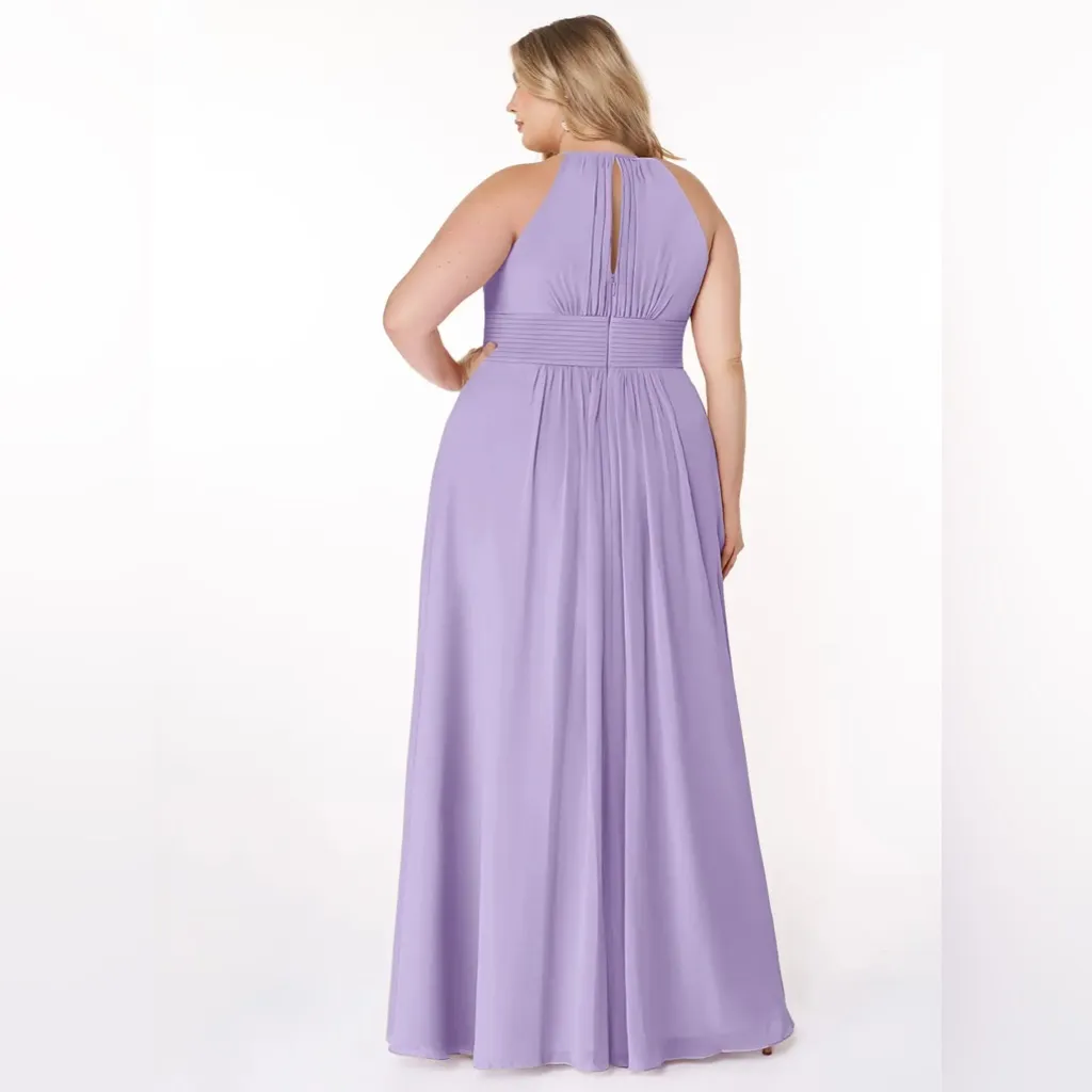Azazie “Bonnie” Halter Bridesmaid Dress in Lilac Size 14-See measurement pic - Image 6